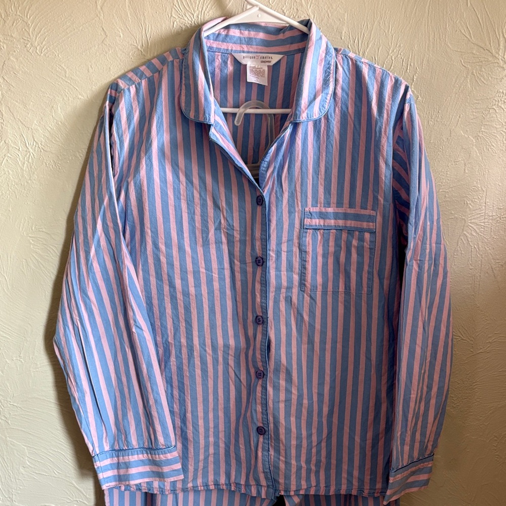 Women's Stripe Cotton Pajama Set - Blue & Pink - Picture 2 of 6